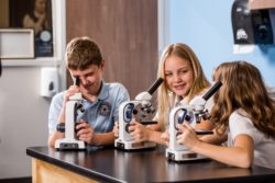 Academy learners peer into microscopes to learn about the tiny world of science