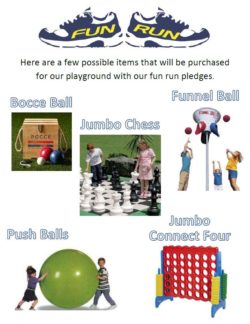 A list of items pledged on the Fun Run