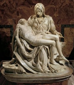 A statute of two people