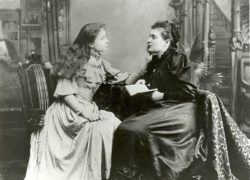 An artistic black and white photo of Helen and Anne