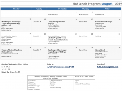 August lunch calendar
