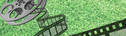 movie reel on a bed of grass
