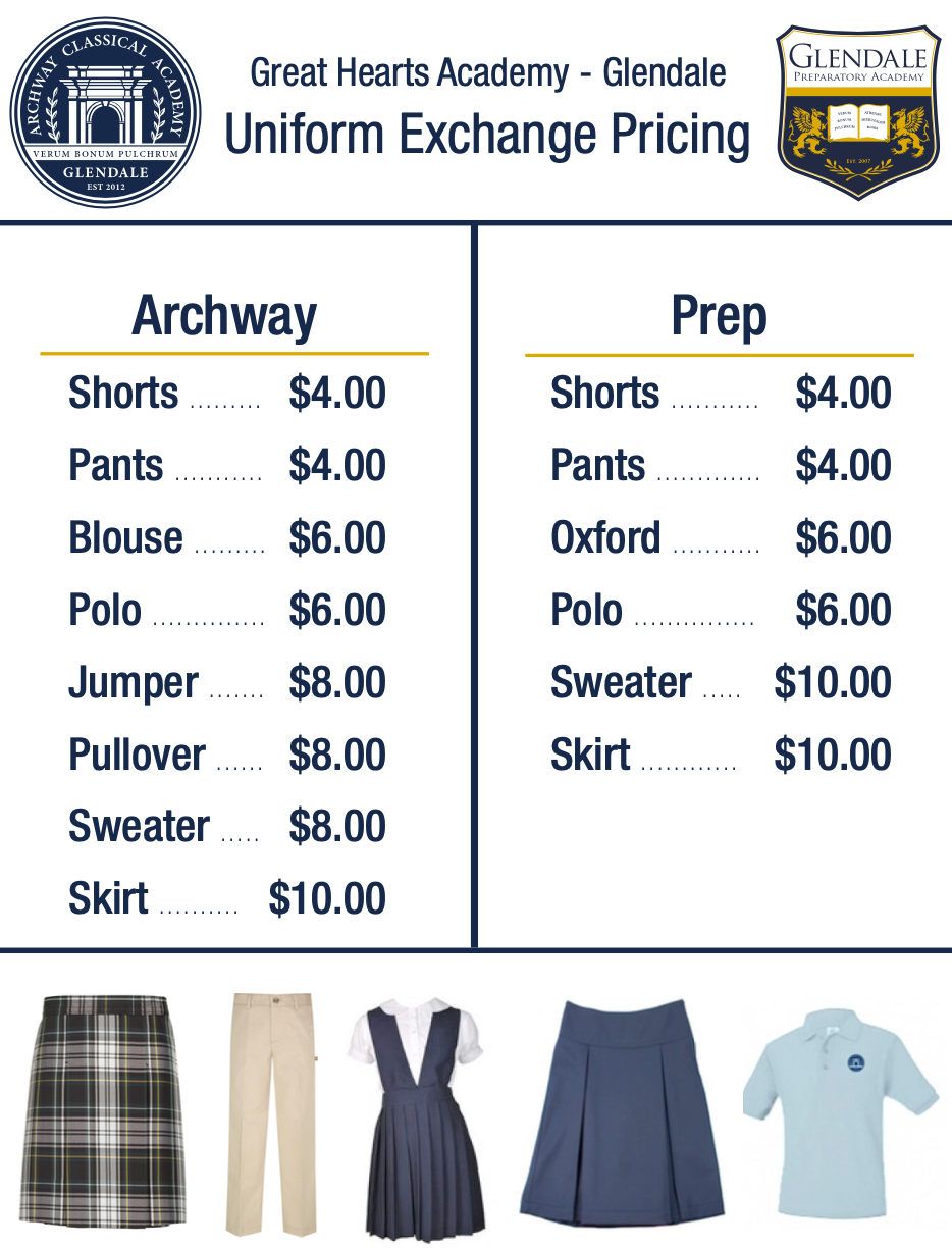 Uniform Exchange pricing sheet