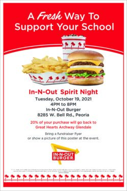 In n Out Spirit Night - October 19 from 4-8 PM